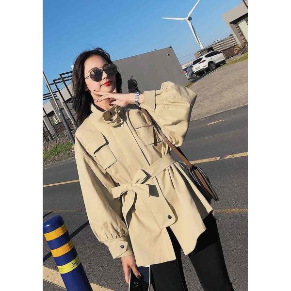 レディース　ジャケット　アウター　ブルゾン　腰紐　リボン　秋　冬　カジュアル　長袖　キュート　大人　可愛い　フェミニン　きれいめ　エレガント　おしゃれ　お出かけ　お呼ばれ　デイリー　オフィス　普段着　イエロー　ベージュ　S　M　L　サイズ　送料無料