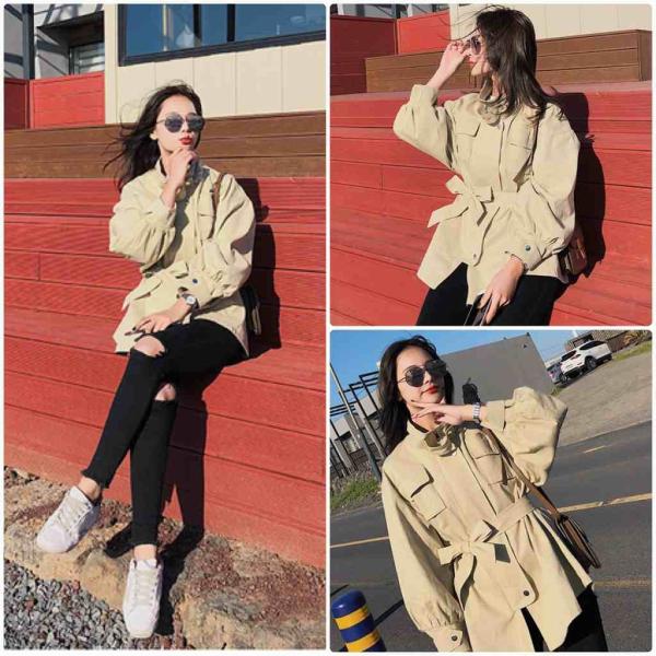 レディース　ジャケット　アウター　ブルゾン　腰紐　リボン　秋　冬　カジュアル　長袖　キュート　大人　可愛い　フェミニン　きれいめ　エレガント　おしゃれ　お出かけ　お呼ばれ　デイリー　オフィス　普段着　イエロー　ベージュ　S　M　L　サイズ　送料無料