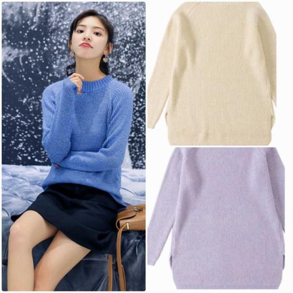レディース　ニット　セーター　長袖　シンプル　スリム　タイト　トップス　秋　冬　カジュアル　キュート　大人　可愛い　フェミニン　おしゃれ　お出かけ　オフィス　デイリー　普段着　パープル　ブルー　ベージュ　フリーサイズ　ワンサイズ　送料無料