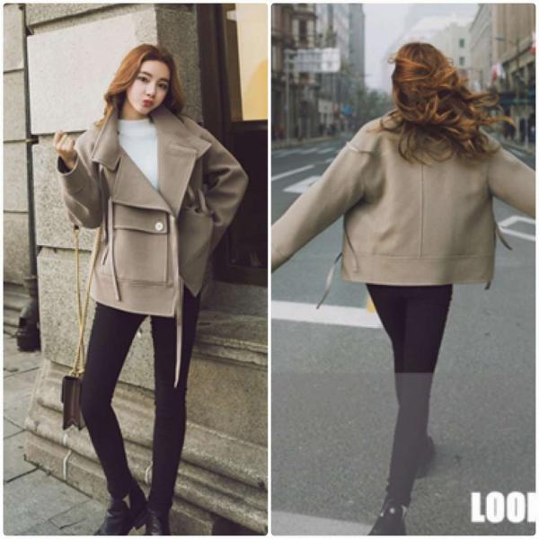 レディース　ウールコート　ショート丈　ジャケット　アウター　秋　冬　カジュアル　長袖　キュート　大人　可愛い　フェミニン　きれいめ　エレガント　おしゃれ　お出かけ　お呼ばれ　デイリー　オフィス　普段着　ブラウン　S　M　L　XL　サイズ　送料無料