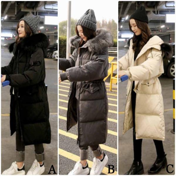 レディース　フード付き　パフジャケット　コート　エコファー　フェイクファー　ロング丈　アウター　秋　冬　カジュアル　キュート　大人　可愛い　フェミニン　きれいめ　エレガント　おしゃれ　お出かけ　お呼ばれ　デイリー　ブラック　グレー　ベージュ　送料無料