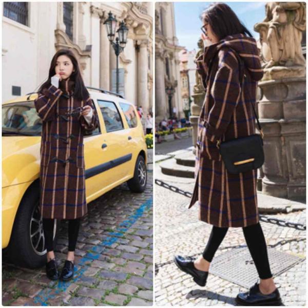 レディース　ダッフルコート　ストライプ柄　ジャケット　ロング丈　アウター　秋　冬　カジュアル　キュート　大人　可愛い　フェミニン　きれいめ　エレガント　おしゃれ　お出かけ　お呼ばれ　デイリー　オフィス　普段着　ブラウン　S　M　L　サイズ　送料無料