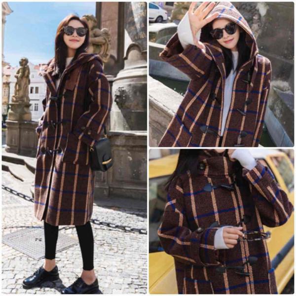 レディース　ダッフルコート　ストライプ柄　ジャケット　ロング丈　アウター　秋　冬　カジュアル　キュート　大人　可愛い　フェミニン　きれいめ　エレガント　おしゃれ　お出かけ　お呼ばれ　デイリー　オフィス　普段着　ブラウン　S　M　L　サイズ　送料無料