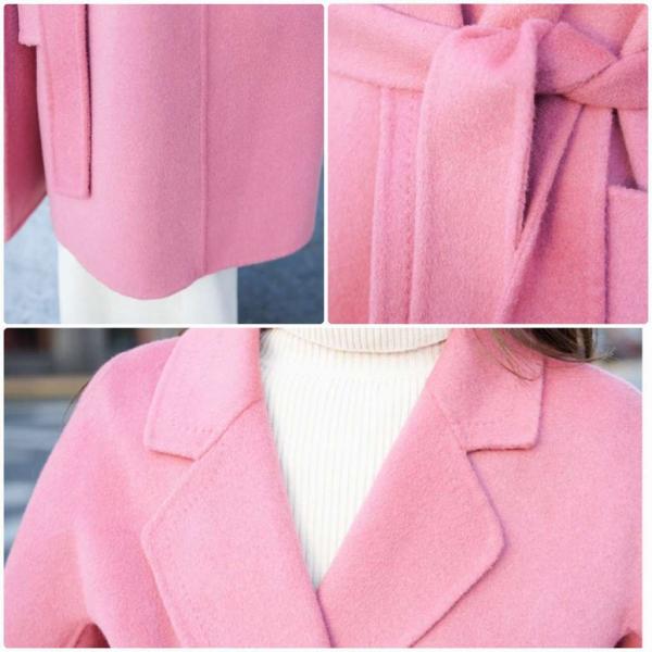 レディース　ウール　チェスターコート　ジャケット　ウエストベルト　アウター　秋　冬　カジュアル　キュート　大人　可愛い　フェミニン　きれいめ　エレガント　おしゃれ　お出かけ　お呼ばれ　デイリー　オフィス　普段着　ピンク　S　M　L　サイズ　送料無料