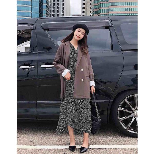 レディース　テーラードジャケット　コート　ダブル　スーツ　アウター　秋　冬　カジュアル　キュート　大人　可愛い　フェミニン　きれいめ　エレガント　おしゃれ　お出かけ　お呼ばれ　デイリー　オフィス　普段着　ブラウン　S　M　L　XL　サイズ　送料無料