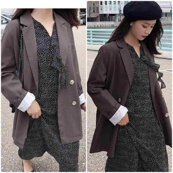 レディース　テーラードジャケット　コート　ダブル　スーツ　アウター　秋　冬　カジュアル　キュート　大人　可愛い　フェミニン　きれいめ　エレガント　おしゃれ　お出かけ　お呼ばれ　デイリー　オフィス　普段着　ブラウン　S　M　L　XL　サイズ　送料無料