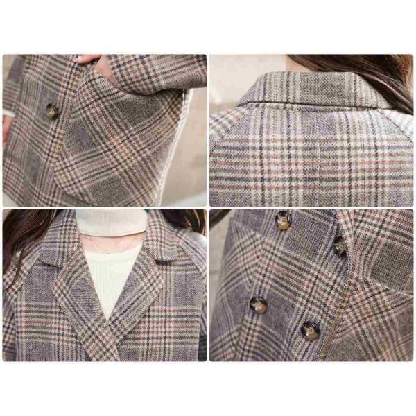 レディース　ウール　テーラードジャケット　チェスターコート　アウター　秋　冬　カジュアル　キュート　大人　可愛い　フェミニン　きれいめ　エレガント　おしゃれ　お出かけ　お呼ばれ　デイリー　オフィス　普段着　ブラウン　チェック柄　S　M　L　サイズ　送料無料