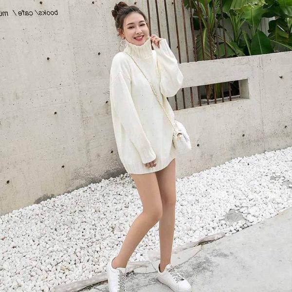 レディース　ニット　セーター　ハイネック　長袖　シンプル　ゆったり　オーバーサイズ　トップス　秋　冬　カジュアル　キュート　大人　可愛い　フェミニン　おしゃれ　お出かけ　オフィス　デイリー　普段着　キャメル　ホワイト　フリーサイズ　ワンサイズ　送料無料