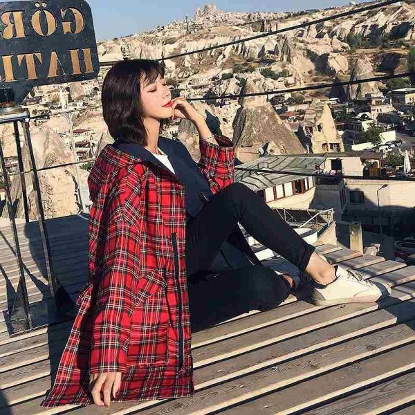 レディース　マウンテンパーカー　チェック柄　ジャケット　ブルゾン　アウター　コート　カジュアル　長袖　キュート　大人　可愛い　フェミニン　きれいめ　エレガント　おしゃれ　お出かけ　デイリー　オフィス　普段着　レッド　S　M　L　サイズ　送料無料