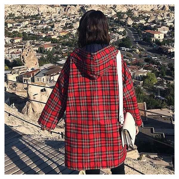 レディース　マウンテンパーカー　チェック柄　ジャケット　ブルゾン　アウター　コート　カジュアル　長袖　キュート　大人　可愛い　フェミニン　きれいめ　エレガント　おしゃれ　お出かけ　デイリー　オフィス　普段着　レッド　S　M　L　サイズ　送料無料
