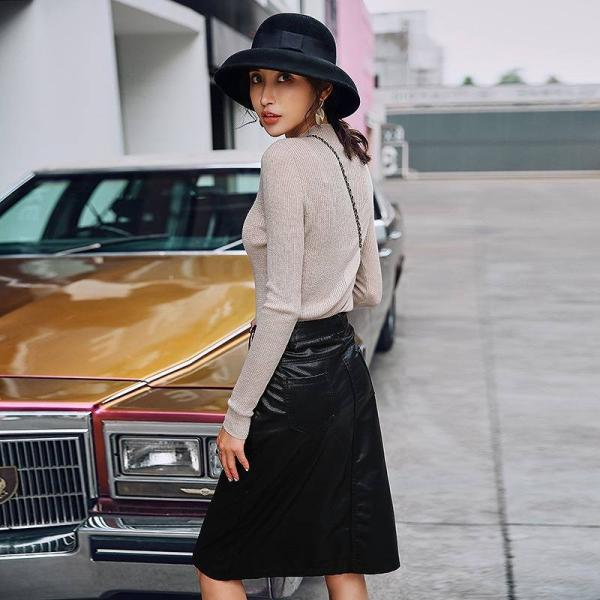 レディース　ニット　セーター　長袖　シンプル　タイト　スリム　トップス　秋　冬　カジュアル　キュート　大人　可愛い　フェミニン　おしゃれ　お出かけ　オフィス　デイリー　普段着　ベージュ　ブラック　S　M　サイズ　送料無料