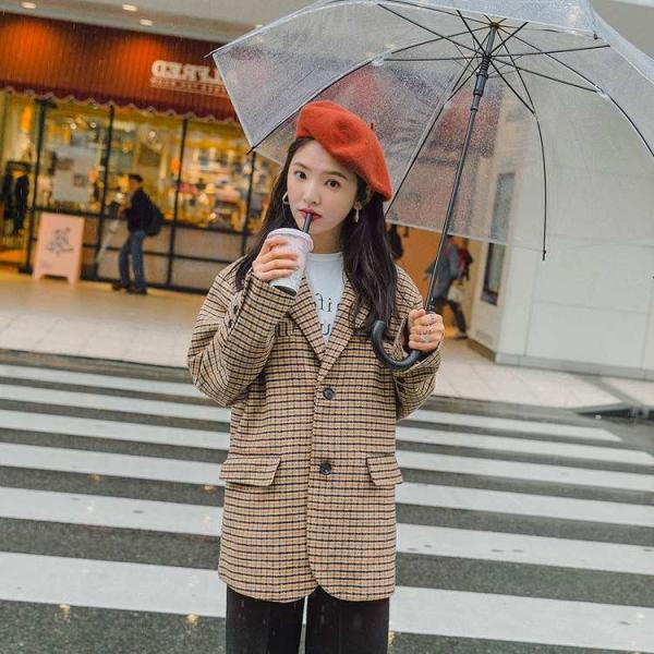 レディース　テーラードジャケット　チェック柄　コート　アウター　秋　冬　カジュアル　キュート　大人　可愛い　フェミニン　きれいめ　エレガント　おしゃれ　お出かけ　お呼ばれ　デイリー　オフィス　普段着　ブラウン　S　M　L　XL　サイズ　送料無料