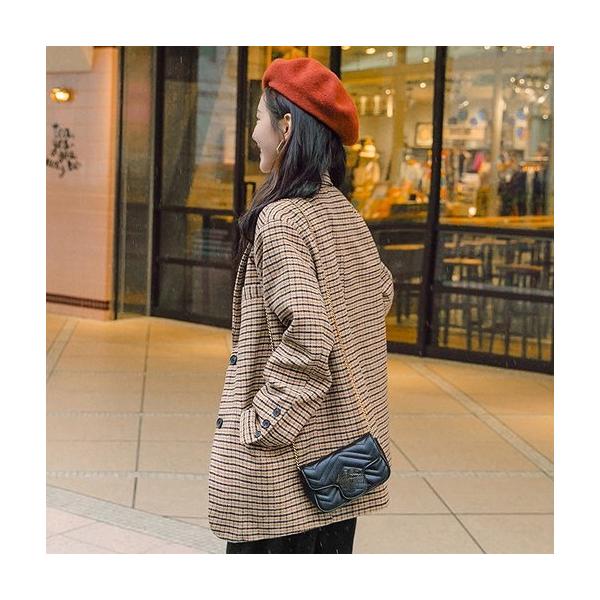 レディース　テーラードジャケット　チェック柄　コート　アウター　秋　冬　カジュアル　キュート　大人　可愛い　フェミニン　きれいめ　エレガント　おしゃれ　お出かけ　お呼ばれ　デイリー　オフィス　普段着　ブラウン　S　M　L　XL　サイズ　送料無料