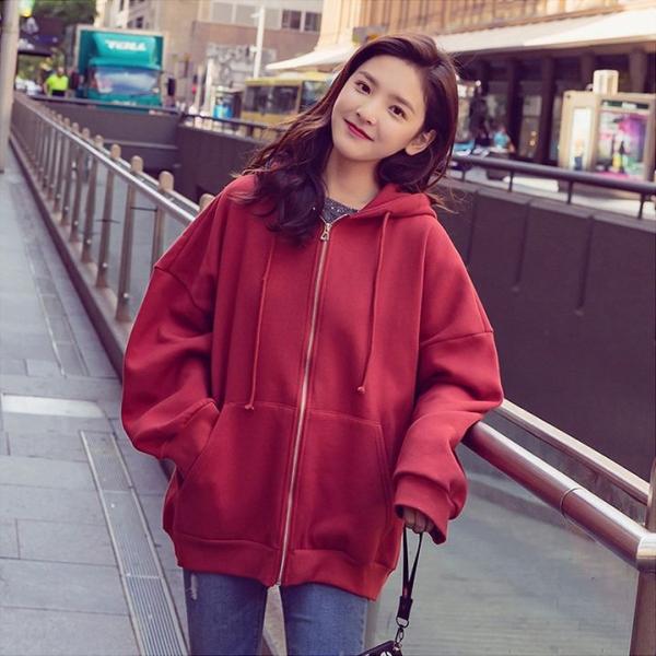 レディース　パーカー　スウェット　フード付き　ゆったり　オーバーサイズ　無地　シンプル　長袖　トレーナー　トップス　カジュアル　キュート　大人　可愛い　フェミニン　おしゃれ　デイリー　普段着　ベージュ　レッド　S　M　L　サイズ　送料無料