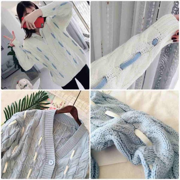 レディース　カーディガン　ニット　シンプル　セーター　ジャケット　アウター　羽織　長袖　トップス　カジュアル　キュート　大人　可愛い　フェミニン　おしゃれ　お出かけ　オフィス　デイリー　普段着　カーキ　ホワイト　ブルー　フリーサイズ　送料無料