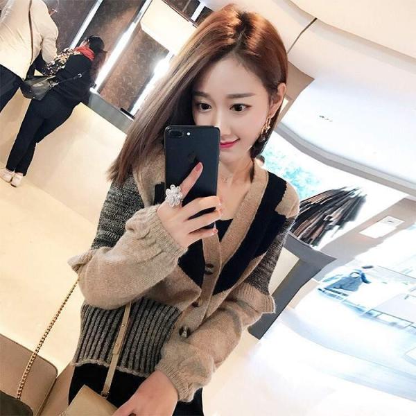 レディース　カーディガン　ニット　シンプル　セーター　ジャケット　アウター　羽織　長袖　トップス　カジュアル　キュート　大人　可愛い　大人女子　フェミニン　おしゃれ　お出かけ　オフィス　デイリー　普段着　ブラウン　フリーサイズ　送料無料