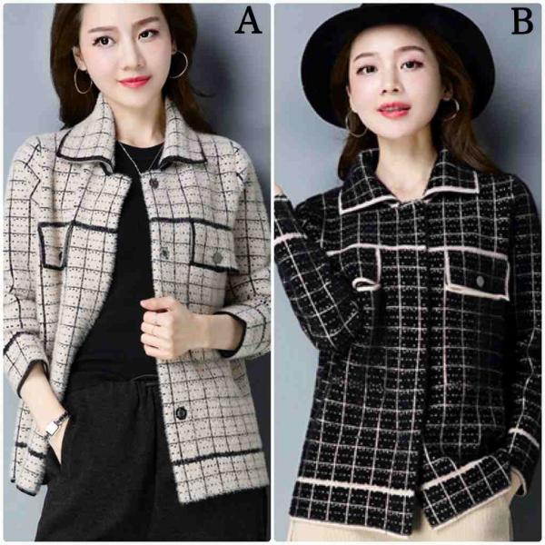 レディース　ウール　ジャケット　チェック柄　コート　ショート丈　アウター　秋　冬　カジュアル　キュート　大人　可愛い　フェミニン　きれいめ　エレガント　おしゃれ　お出かけ　お呼ばれ　デイリー　オフィス　普段着　ベージュ　ブラック　フリーサイズ　送料無料