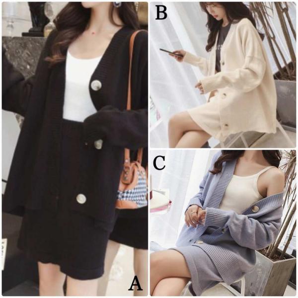 レディース　上下2点セット　カーディガン　ニットスカート　ミニ丈　長袖　カジュアル　キュート　可愛い　フェミニン　きれいめ　上品　エレガント　おしゃれ　お出かけ　オフィス　お呼ばれ　ブラック　ブルー　ホワイト　フリーサイズ　送料無料