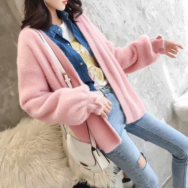 レディース　カーディガン　ニット　シンプル　セーター　ジャケット　アウター　羽織　長袖　トップス　カジュアル　キュート　大人　可愛い　大人女子　フェミニン　おしゃれ　お出かけ　オフィス　デイリー　普段着　ホワイト　ピンク　ブルー　フリーサイズ　送料無料