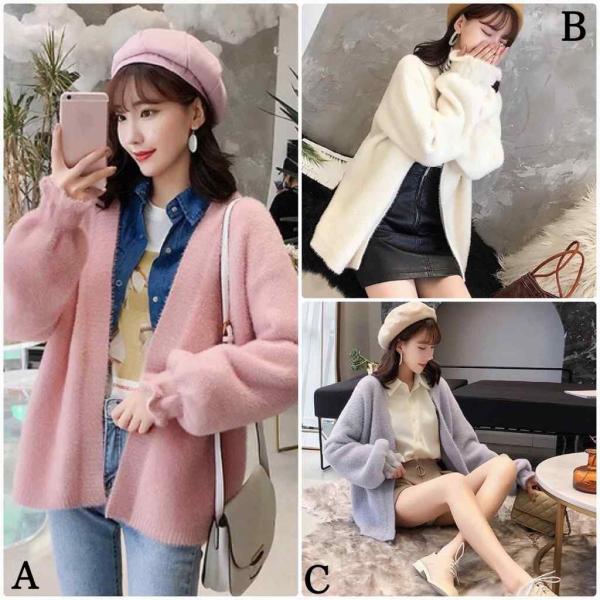 レディース　カーディガン　ニット　シンプル　セーター　ジャケット　アウター　羽織　長袖　トップス　カジュアル　キュート　大人　可愛い　大人女子　フェミニン　おしゃれ　お出かけ　オフィス　デイリー　普段着　ホワイト　ピンク　ブルー　フリーサイズ　送料無料