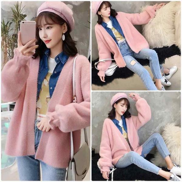 レディース　カーディガン　ニット　シンプル　セーター　ジャケット　アウター　羽織　長袖　トップス　カジュアル　キュート　大人　可愛い　大人女子　フェミニン　おしゃれ　お出かけ　オフィス　デイリー　普段着　ホワイト　ピンク　ブルー　フリーサイズ　送料無料