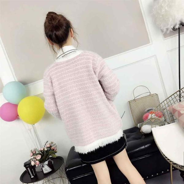 レディース　カーディガン　ニット　ボーダー　ゆったり　ジャケット　アウター　羽織　長袖　トップス　カジュアル　キュート　大人　可愛い　フェミニン　おしゃれ　お出かけ　オフィス　デイリー　普段着　ホワイト　ブルー　ピンク　イエロー　フリーサイズ　送料無料