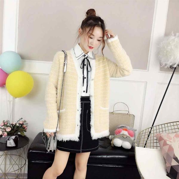 レディース　カーディガン　ニット　ボーダー　ゆったり　ジャケット　アウター　羽織　長袖　トップス　カジュアル　キュート　大人　可愛い　フェミニン　おしゃれ　お出かけ　オフィス　デイリー　普段着　ホワイト　ブルー　ピンク　イエロー　フリーサイズ　送料無料