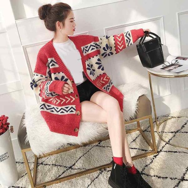 レディース　カーディガン　ニット　ボーダー　ゆったり　ジャケット　アウター　羽織　長袖　トップス　カジュアル　キュート　大人　可愛い　フェミニン　おしゃれ　お出かけ　オフィス　デイリー　普段着　グレー　ブルー　レッド　フリーサイズ　送料無料