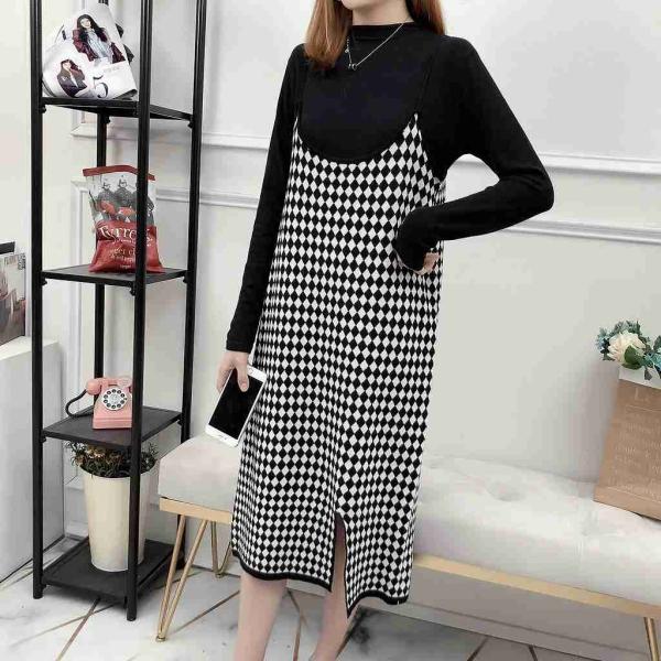 レディース　ワンピース　ニットワンピ　長袖　ニット　ミモレ丈　カジュアル　キュート　可愛い　フェミニン　きれいめ　上品　エレガント　おしゃれ　お出かけ　お呼ばれ　ホワイト　ブルー　ピンク　イエロー　フリーサイズ　ワンサイズ　送料無料