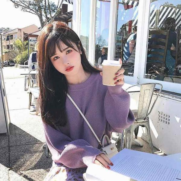 レディース　ニット　セーター　長袖　ゆったり　オーバーサイズ　トップス　秋　冬　カジュアル　キュート　大人　可愛い　フェミニン　おしゃれ　お出かけ　オフィス　デイリー　普段着　ホワイト　カーキ　オリーブ　ブラック　パープル　ピンク　フリーサイズ　送料無料