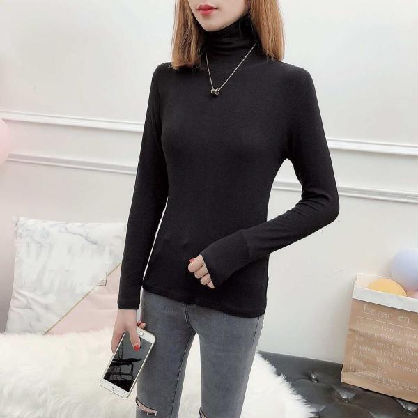 レディース　ニット　ハイネック　セーター　長袖　プルオーバー　シンプル　スリム　タイト　トップス　秋　冬　カジュアル　キュート　大人　可愛い　大人女子　フェミニン　おしゃれ　お出かけ　オフィス　デイリー　ブラック　フリーサイズ　送料無料