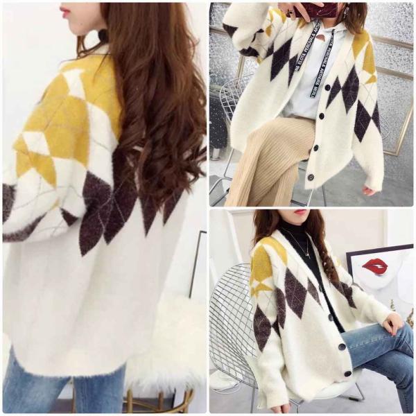 レディース　カーディガン　ニット　チェック柄　セーター　ジャケット　アウター　羽織　長袖　トップス　カジュアル　キュート　大人　可愛い　大人女子　フェミニン　おしゃれ　お出かけ　オフィス　デイリー　ブラック　ホワイト　黒　白　フリーサイズ　送料無料