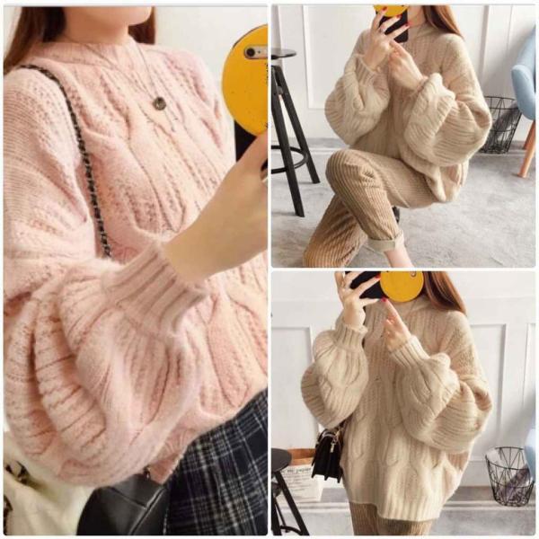 レディース　ニット　セーター　ボーダー　長袖　プルオーバー　ゆったり　あったか　トップス　秋　冬　カジュアル　キュート　大人　可愛い　大人女子　フェミニン　おしゃれ　お出かけ　オフィス　ホワイト　グリーン　ブラウン　ピンク　フリーサイズ　送料無料