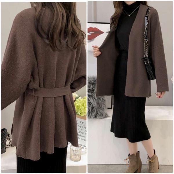 レディース　カーディガン　ニット　セーター　ジャケット　アウター　羽織　長袖　トップス　カジュアル　キュート　大人　可愛い　大人女子　フェミニン　おしゃれ　お出かけ　オフィス　デイリー　普段着　カーキ　ブラウン　ベージュ　フリーサイズ　送料無料