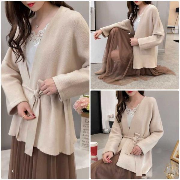 レディース　カーディガン　ニット　セーター　ジャケット　アウター　羽織　長袖　トップス　カジュアル　キュート　大人　可愛い　大人女子　フェミニン　おしゃれ　お出かけ　オフィス　デイリー　普段着　カーキ　ブラウン　ベージュ　フリーサイズ　送料無料