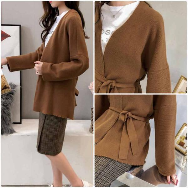 レディース　カーディガン　ニット　セーター　ジャケット　アウター　羽織　長袖　トップス　カジュアル　キュート　大人　可愛い　大人女子　フェミニン　おしゃれ　お出かけ　オフィス　デイリー　普段着　カーキ　ブラウン　ベージュ　フリーサイズ　送料無料