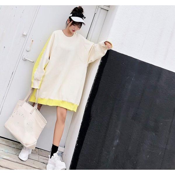 レディース　パーカー　スウェット　ロング丈　ゆったり　オーバーサイズ　シンプル　長袖　トレーナー　トップス　カジュアル　キュート　大人　可愛い　フェミニン　おしゃれ　デイリー　普段着　イエロー　オレンジ　XS　S　M　L　小さいサイズ　送料無料