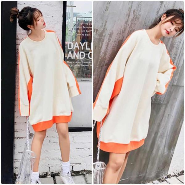 レディース　パーカー　スウェット　ロング丈　ゆったり　オーバーサイズ　シンプル　長袖　トレーナー　トップス　カジュアル　キュート　大人　可愛い　フェミニン　おしゃれ　デイリー　普段着　イエロー　オレンジ　XS　S　M　L　小さいサイズ　送料無料