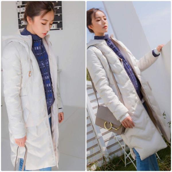 レディース　ロングダウンコート　ロング丈　ジャケット　アウター　秋　冬　カジュアル　キュート　大人　可愛い　大人女子　フェミニン　きれいめ　エレガント　おしゃれ　お出かけ　お呼ばれ　デイリー　オフィス　ホワイト　S　M　L　サイズ　送料無料