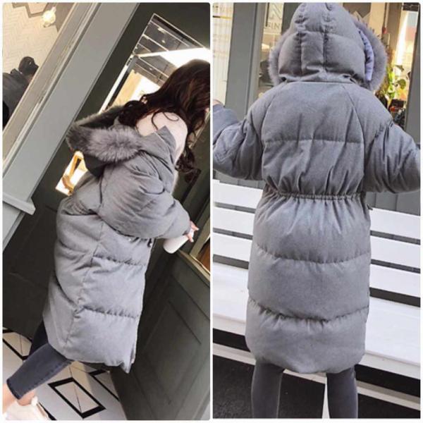 レディース　ロングダウンコート　フェイクファー　エコファー　ロング丈　ジャケット　アウター　秋　冬　カジュアル　キュート　大人　可愛い　大人女子　フェミニン　きれいめ　エレガント　おしゃれ　お出かけ　お呼ばれ　デイリー　グレー　S　M　L　送料無料
