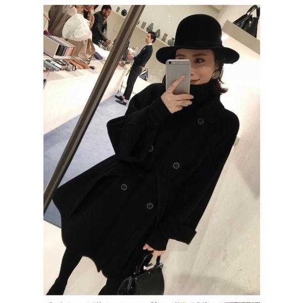 レディース　ウールコート　ダブルブレスト　コート　アウター　秋　冬　カジュアル　キュート　大人　可愛い　大人女子　フェミニン　きれいめ　エレガント　おしゃれ　お出かけ　お呼ばれ　デイリー　オフィス　ブラック　XS　S　M　L　XL　小さいサイズ　送料無料