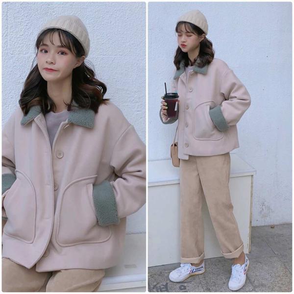 レディース　ウールコート　ショート丈　ジャケット　アウター　秋　冬　カジュアル　キュート　大人　可愛い　大人女子　フェミニン　きれいめ　エレガント　おしゃれ　お出かけ　お呼ばれ　デイリー　オフィス　ベージュ　ブラウン　フリーサイズ　送料無料