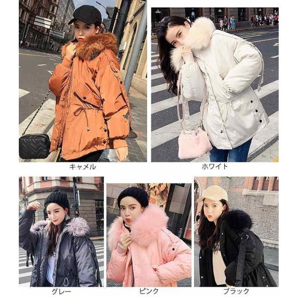 レディース　アウター　中綿　ジャケット　ミディアム丈　フード付き　ファー　無地　長袖　ゆったり　秋冬　カジュアル　大人可愛い　フェミニン　通勤　通学　お出かけ　デート　デイリー　キャメル　ホワイト　グレー　ピンク　ブラック　S　M　L　XL　2XL　送料無料