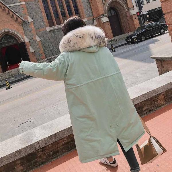 レディース　アウター　ロング　中綿　コート　ジャケット　フード付き　ボリュームファー　無地　長袖　秋冬　カジュアル　大人可愛い　フェミニン　通勤　通学　デート　デイリー　ライトグリーン　ホワイト　ピンク　ブラック　レッド　グリーン　S　M　L　送料無料