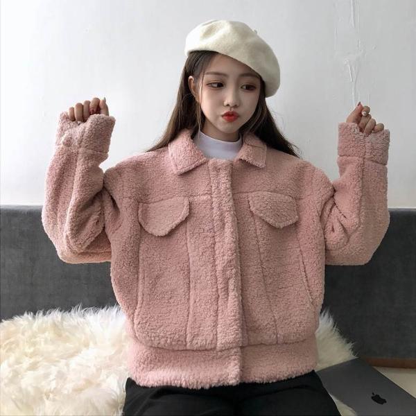 レディース　アウター　もこもこ　ジャケット　無地　長袖　秋冬　カジュアル　大人可愛い　フェミニン　お出かけ　デート　デイリー　ピンク　ホワイト　ベージュ　フリーサイズ　送料無料