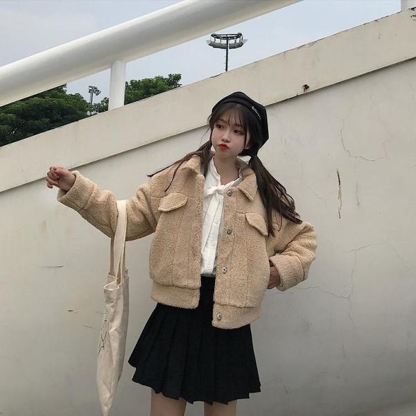 レディース　アウター　もこもこ　ジャケット　無地　長袖　秋冬　カジュアル　大人可愛い　フェミニン　お出かけ　デート　デイリー　ピンク　ホワイト　ベージュ　フリーサイズ　送料無料