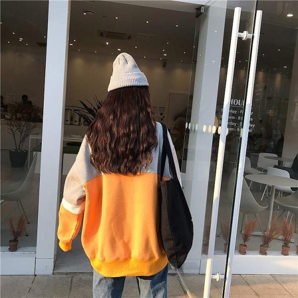 レディース　トップス　プルオーバー　パーカー　ハーフジップ　トレーナー　ルーズ　長袖　ゆったり　秋冬　カジュアル　大人可愛い　フェミニン　お出かけ　デート　デイリー　ブルー　ブラウン　イエロー　フリーサイズ　送料無料