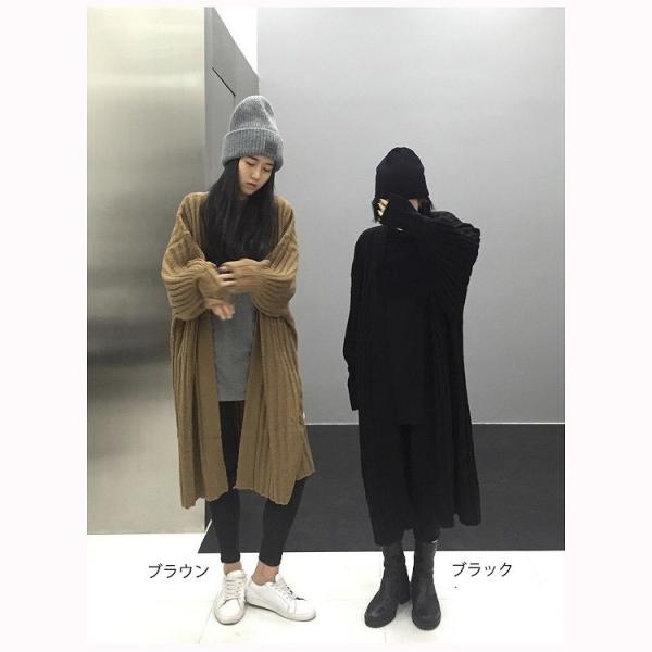 レディース　アウター　コーディガン　ロングカーデ　ニット　無地　ゆったり　ルーズ　長袖　秋冬　カジュアル　大人可愛い　フェミニン　オフィス　お出かけ　デート　デイリー　ブラウン　ブラック　グレー　オリーブ　ワンサイズ　送料無料
