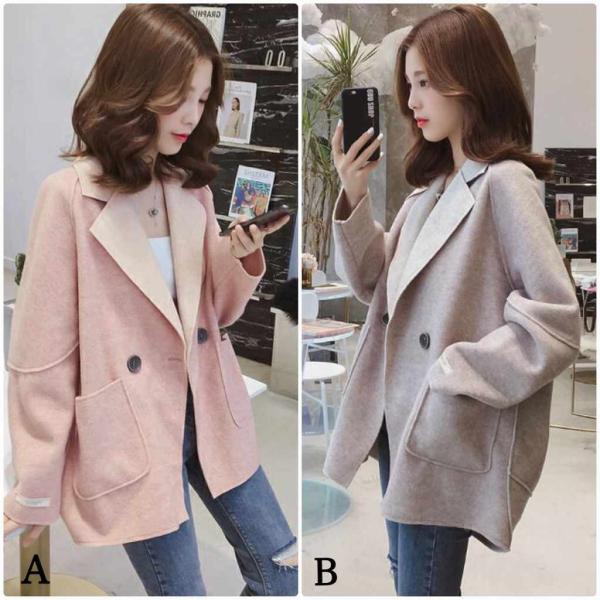 レディース　ウールコート　ショート丈　ジャケット　アウター　秋　冬　カジュアル　キュート　大人　可愛い　大人女子　フェミニン　きれいめ　エレガント　おしゃれ　お出かけ　お呼ばれ　デイリー　オフィス　ピンク　ホワイト　ブルー　ベージュ　送料無料