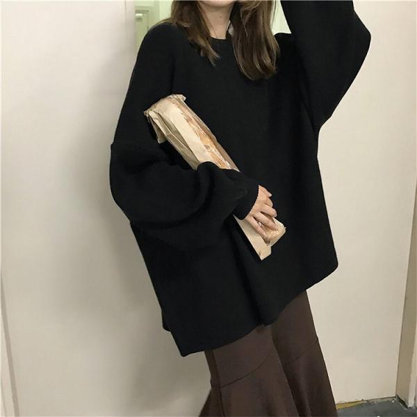 レディース　ニット　セーター　長袖　あったか　ゆったり　オーバーサイズ　トップス　秋　冬　カジュアル　キュート　大人　可愛い　大人女子　フェミニン　おしゃれ　お出かけ　オフィス　デイリー　グリーン　ブラック　フリーサイズ　送料無料